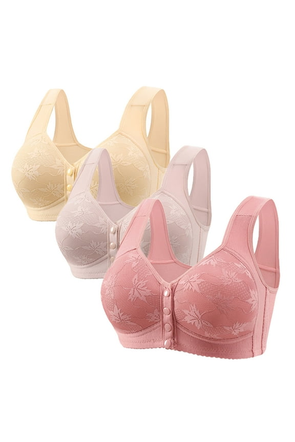 3 Pack Wireless Bras for Women Plus Size Push-up Bra No Underwire Smoothing Front Close Button Wirefree Underwear 2024 Womens Sexy T-shirts Bras M-XXXXXL
