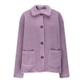 thumbnail image 1 of FNFYFH Womens Sherpa Jacket Lapel Button Down Coat Fuzzy Fleece Warm Winter Jackets Solid Long Sleeve Outwear with Pockets, 1 of 6