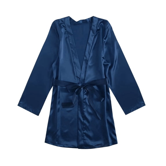 FNFYFH Womens Silk Robe Soft Short Satin Bathrobe Lightweight Kimono Brides Bathrobes Sleepwear with Belt