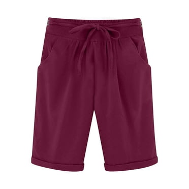 FNFYFH Womens Summer Bermuda Shorts Causal Drawstring Wicking Pants with Pockets Comfy Elastic High Waist Walkshorts Soft Gym Running Athletic Shorts Prime Clearance Deals