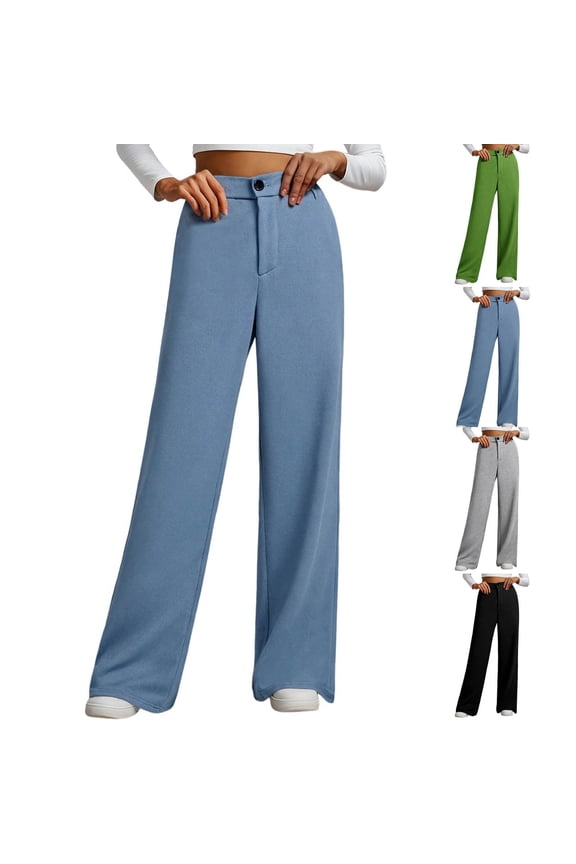 Womens Sweatpants High Waist Pull On Work Slacks Casual Wide Leg Pants