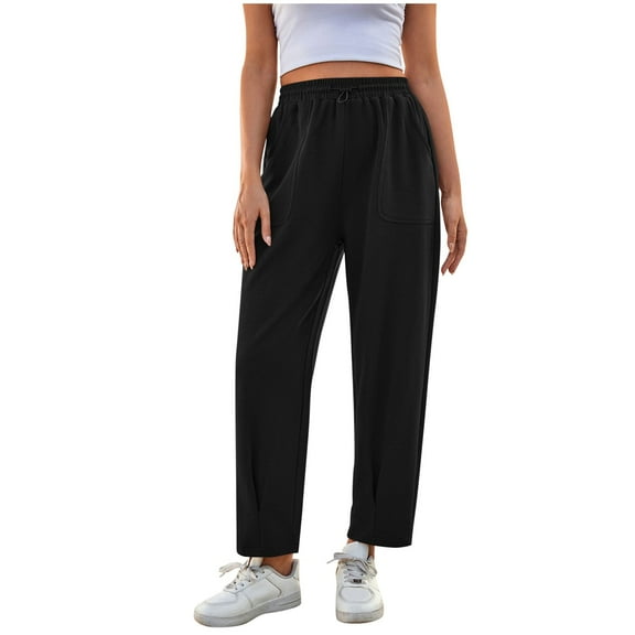 FNFYFH Womens Sweatpants Open Bottom Jogger Sweat Pants High Waisted Running Workout Athletic Pants Ankle Length Baggy Sweatpants with Pockets