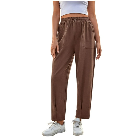 FNFYFH Womens Sweatpants Open Bottom Jogger Sweat Pants High Waisted Running Workout Athletic Pants Ankle Length Baggy Sweatpants with Pockets