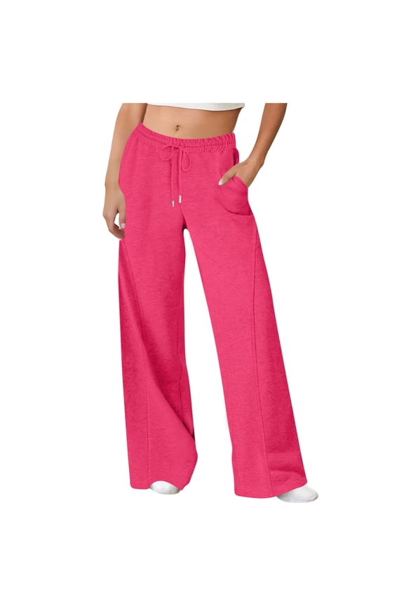 Womens Sweatpants Wide Leg Drawstring Sweat Pants Casual Baggy Track Pants with Pockets for Travel Work Athletic Lounge
