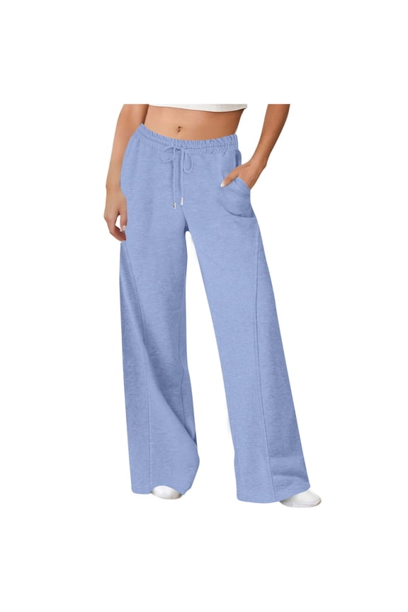 Womens Sweatpants Wide Leg Drawstring Sweat Pants Casual Baggy Track Pants with Pockets for Travel Work Athletic Lounge