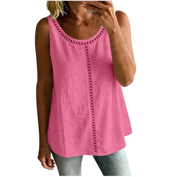 FNFYFH Womens Tank Tops Sleeveless Scoop Neck Loose Fit Casual T Shirt Summer Beach Flowy Tank Top