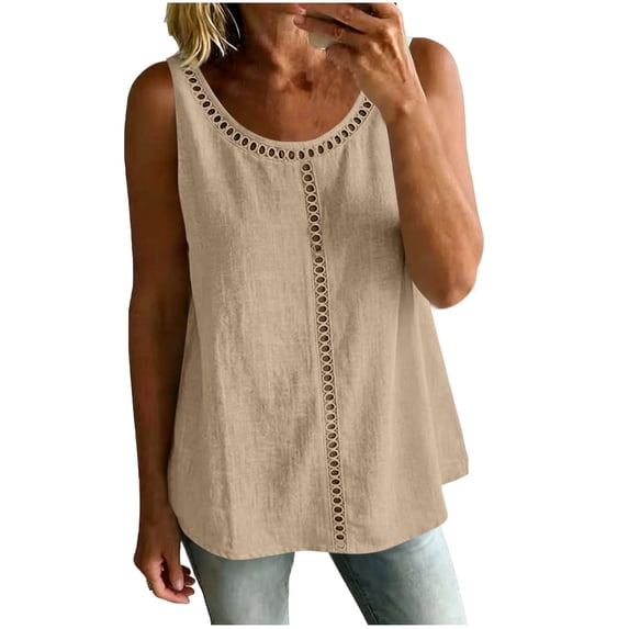 FNFYFH Womens Tank Tops Sleeveless Scoop Neck Loose Fit Casual T Shirt Summer Beach Flowy Tank Top