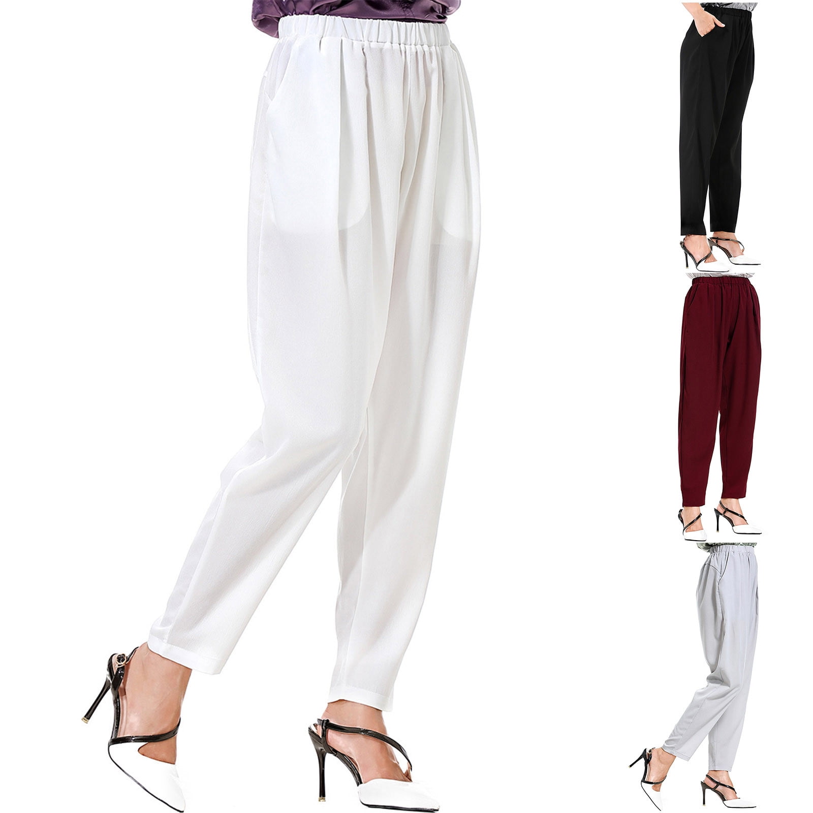 FNFYFH Womens Tapered Work Pants Business Casual Dress Trousers High ...
