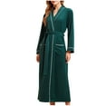 thumbnail image 1 of FNFYFH Womens Towel Robe Full Long V Neck Soft Terry Bathrobe Super Absorbent Robes Cozy Fleece Spa Bath Robe with Pockets and Belt, 1 of 3
