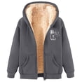 thumbnail image 1 of FNFYFH Womens Warm Fuzzy Zip Up Hoodies Faux Fur Fleece Winter Coats Sherpa Jacket with Pockets Long Sleeve Printing Winter Coat with Pockets, 1 of 5