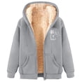 thumbnail image 1 of FNFYFH Womens Warm Fuzzy Zip Up Hoodies Faux Fur Fleece Winter Coats Sherpa Jacket with Pockets Long Sleeve Printing Winter Coat with Pockets, 1 of 5