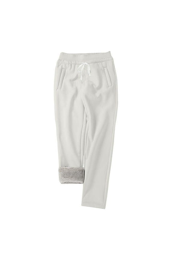 Womens Winter Fleece Pants High Rise Sherpa Lined Sweatpants Drawstring Active Running Jogger Pants