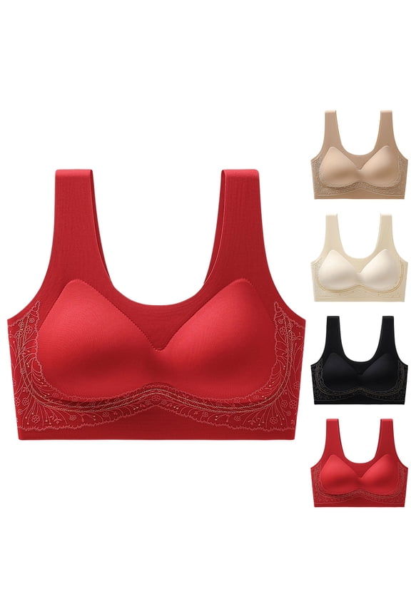 FNFYFH Womens Wireless Push Up Bras Full Support Lift Bralette Soft Workout Tank Bra Breathable Stay-in-Place Straps Tshirt Braletted