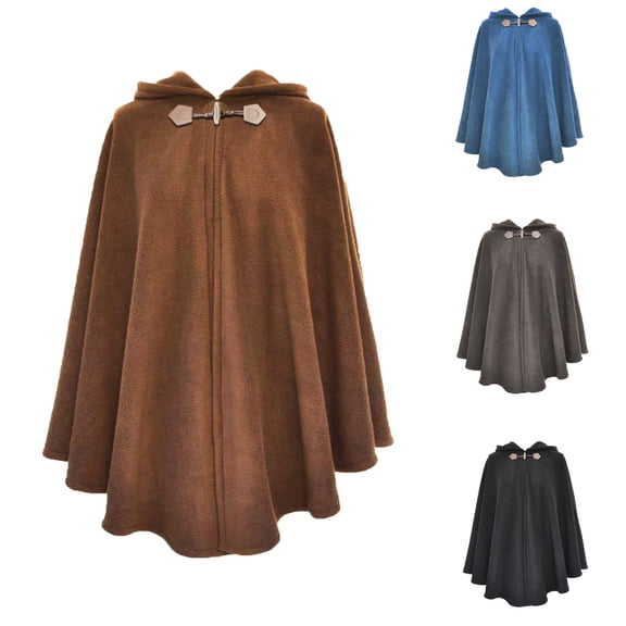 FNFYFH Womens Wool Blend Cloak with Hood for Renaissance Medieval Victorian Steampunk Halloween Costume Wizard Witch Cape Cosplay