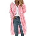 thumbnail image 1 of FNFYFH Womens long Sherpa Jacket Fuzzy Zip Up Hoodies Oversized Fleece Jackets Soft Fluffy Coat Long Sleeve Drawstring Winter Coat with Pockets, 1 of 6