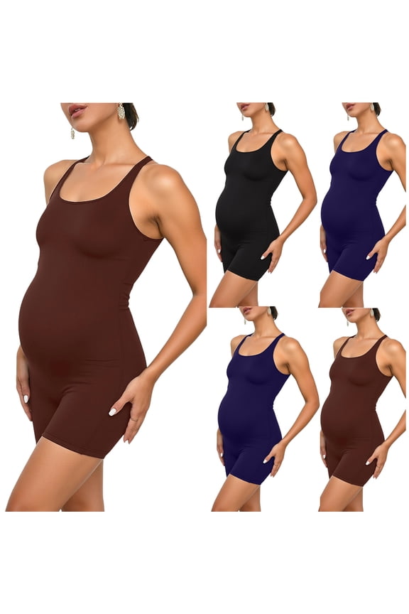 Workout Romper for Women Maternity Bodysuit Yoga One Piece Seamless Tank Top Jumpsuit