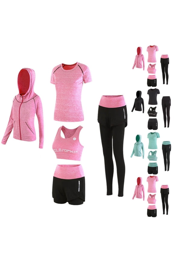Workout Sets for Women 5 Piece Yoga Exercise Gym Outfits Sport Running Athletic Clothing Set Tracksuits Activewear