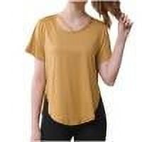 FNFYFH Workout Shirts for Women Solid Short Sleeve T-Shirt Comfy Crewneck Athletic Tops,Yellow