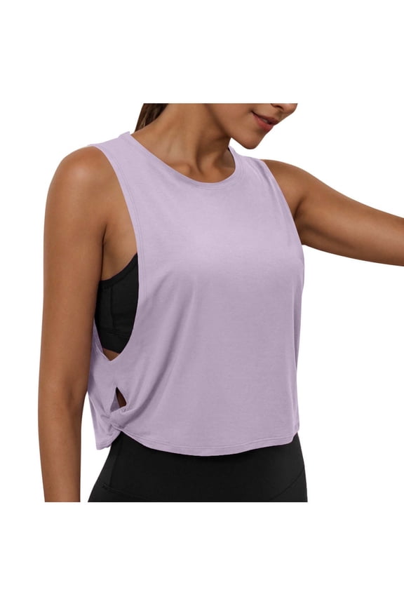 Workout Tank Tops for Women Sleeveless Running Gym Shirts Loose Sport Athletic Crop Top
