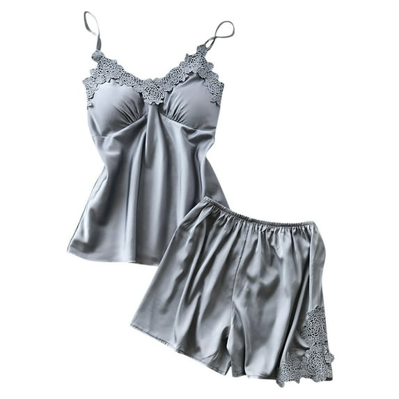 FNFYFH Sexy Satin Pajamas for Women, 2 Piece Tank Top sets for women, Silk Pajama Set with Shorts,2 Pieces Womens Sleepwear Loungewear XXL Sales
