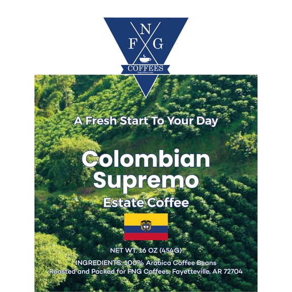 FNG Coffees- Colombia Supremo Estate Coffee DECAF- Whole Bean