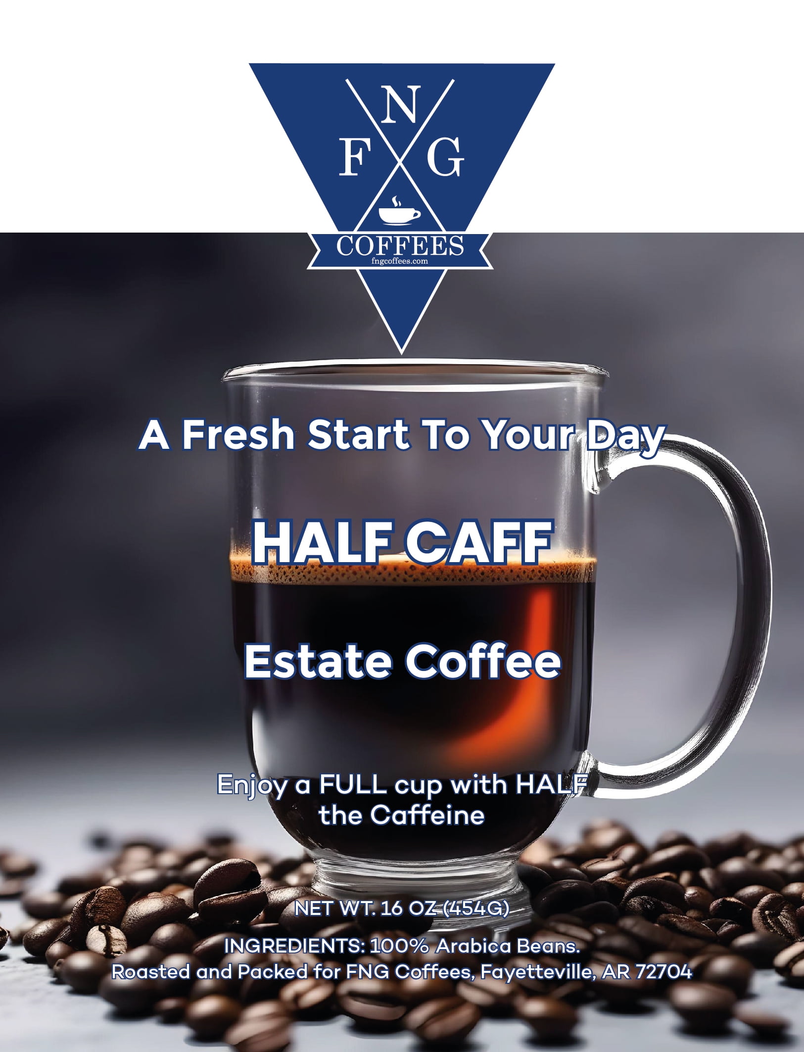 FNG Coffees- Half Caff Estate Blend Coffee- Whole Bean