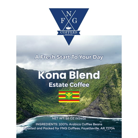 FNG Coffees- Kona Blend 50% Estate Coffee- Whole Bean