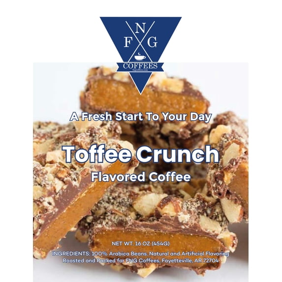 FNG Coffees- Toffee Crunch Flavored Coffee- Whole Bean