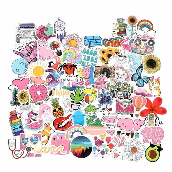 100pcs Trendy Water Bottle Stickers Pack, Vinyl Waterproof Cute Stickers Laptop Scrapbook Vsco Stickers Aesthetic Decals Computer Hydroflask Stickers Gifts for Adults Women Teens Girls