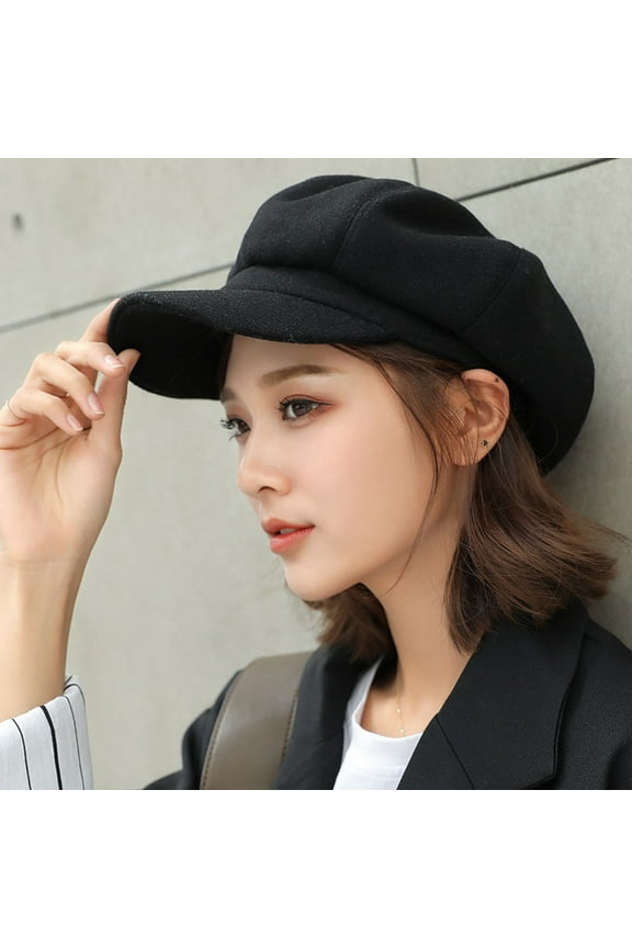 1* Hat, Black Berets, Ladies Hat Autumn And Winter Warm Fashion Wool Beret Painter Dome Trend Hat