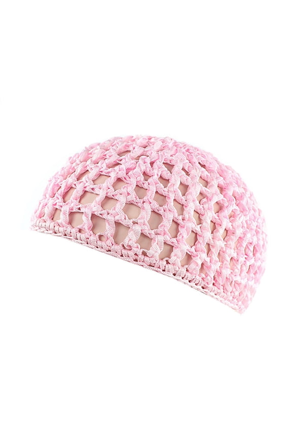 1 Hat, Pink Berets, Women's Handmade Hairnet Wig Cap Top Net Cap Solid Color Hair Care Cap Sleeping Cap