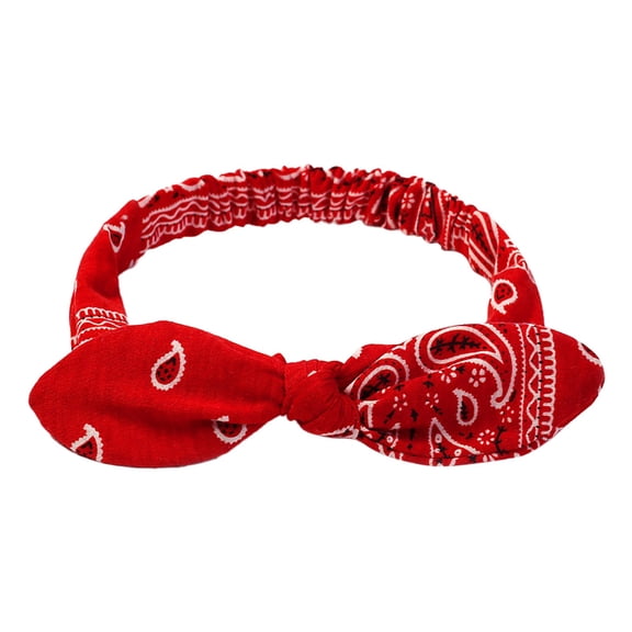FNGZ 1 Headband, Red Heardband, Women'S Cute Multi Color Elastic Printing Rabbit Ears Knotted Elastic Hair Band