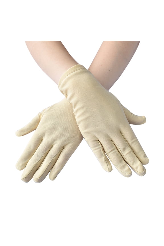 1 Pair of Gloves, Beige Gloves Mittens, Women Fashion Solid Color Short Stretch Ceremonial Dance Gloves
