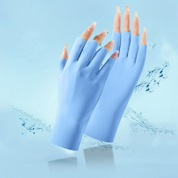 FNGZ 1 Pair of Gloves, Sky Blue Gloves Mittens, Women Fingerless Gloves Sun Protection Protection Driving Gloves Summer Outdoor Gloves