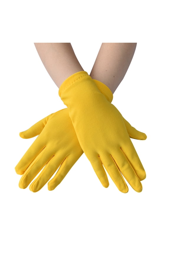 1 Pair of Gloves, Yellow Gloves Mittens, Women Fashion Solid Color Short Stretch Ceremonial Dance Gloves