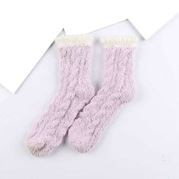 FNGZ 1 Pair of Socks, Purple Socks, Warm & Cozy for Women Stocking Stuufers Fuzzy Plush Sleeping Slipper Socks Soft Warm Fabric