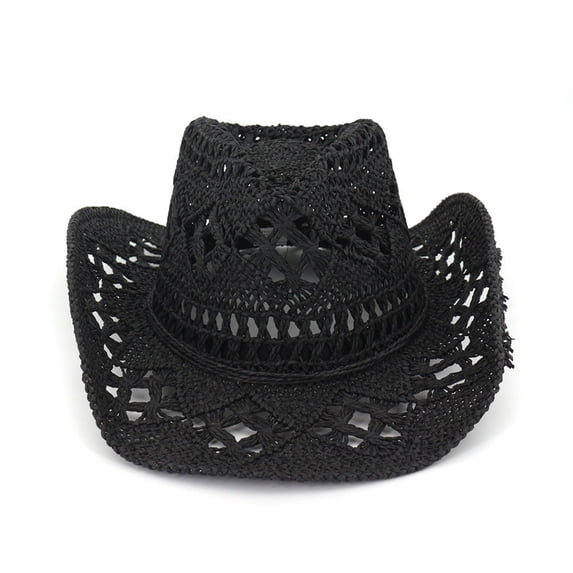 FNGZ 1 Pc Hat, Black Baseball Caps, Fashion Lady Foldable Casual Cap Wide Sun Straw Hat for Women And Men