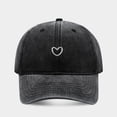 thumbnail image 1 of FNGZ 1 Pc Hat, Black Visors, Women Solid Color Heart Embroidered Soft Top Outdoor Washed Baseball Cap, 1 of 3