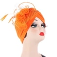 thumbnail image 1 of FNGZ 1 Pc Hat, Orange Baseball Caps, Women India Mesh Floral Ball Hat Muslim Ruffle Cancer Chemo Beanie Wrap Cap, 1 of 2
