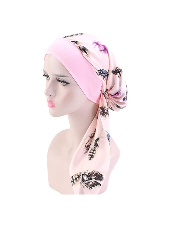 1 Pc Headscarf/Cap, Pink Baseball Caps, Women's Casual Loose Print Chemo Beanie Cancer Headwear Turban Cap