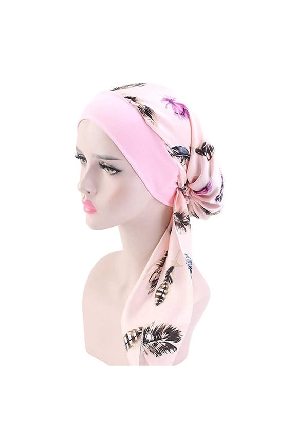 1 Pc Headscarf/Cap, Pink Baseball Caps, Women's Casual Loose Print Chemo Beanie Cancer Headwear Turban Cap