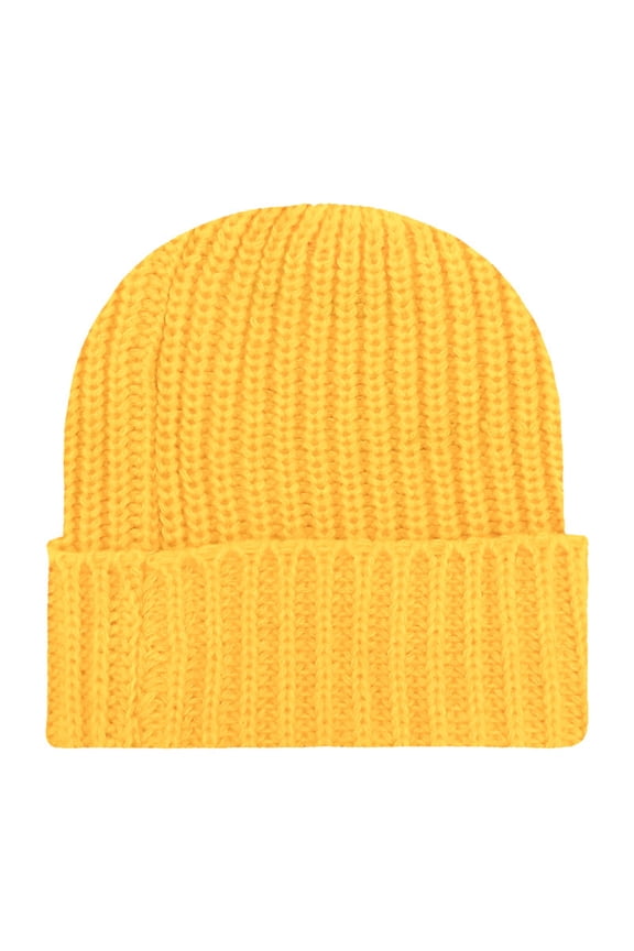 1 Pc Wool Hat, Yellow Bomber Hats, Unisex Beanie Winter Knitted Cuffed Soft Warm Hat for Men/Women Ski Watch Cap