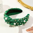 thumbnail image 1 of FNGZ 1Pc Headband, Green Heardband, Headband Women's Diamond Pearl Denim Fabric Headband High Head Hair Accessories, 1 of 4