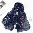 thumbnail image 1 of FNGZ 1Pc Headscarf With Hairy Facial Wrap, Navy Scarf, Women Embroidery Chiffon Scarf Hijab Wrap Shawls Headband Muslim Hijabs Scarf Wh, 1 of 2