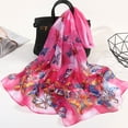 thumbnail image 1 of FNGZ 1Pc Scarf, Hot Pink Scarf, 160*50Cm Women Flower Print Long Soft Wrap Scarf Simulation Silk Shawl Scarves, 1 of 4