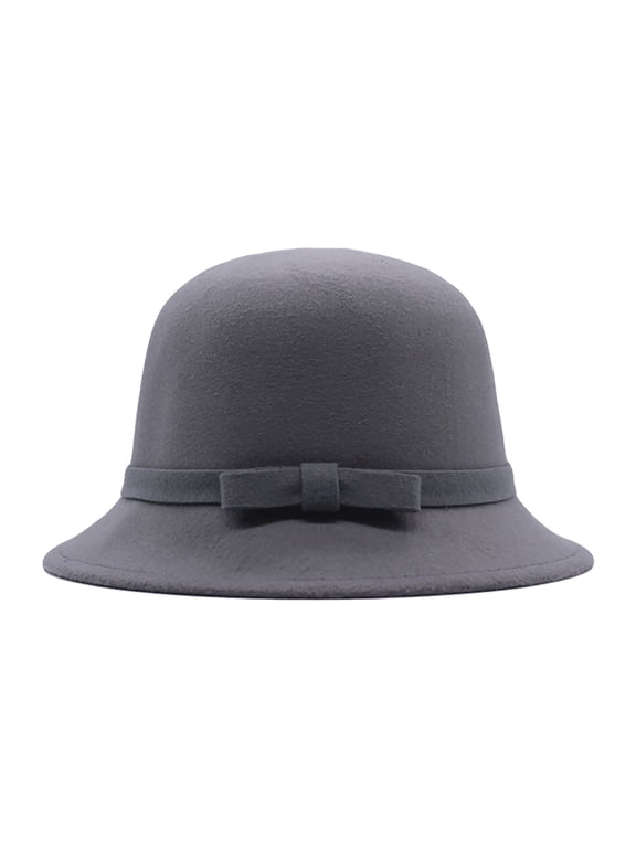 Women Felt Hat | Bucket Hat | Womens 1920S Bucket Cloche Hat Winter Wool Crushable Bowler Hat Vintage Cloche Round Hat