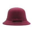 thumbnail image 1 of FNGZ 1X Hat, Wine Bucket Hats, Womens 1920S Bucket Cloche Hat Winter Wool Crushable Bowler Hat Vintage Cloche Round Hat, 1 of 3