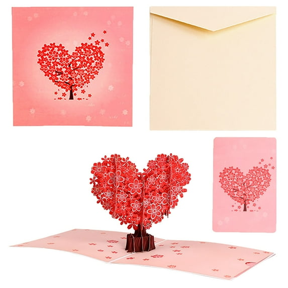 FNGZ 2024 Valentine's PopUp Handmade Card 3D Cards, Envelope Anniversary Card Wife Husband, Mothers Day Card Wedding Thank You Card Thinking You Card Valentine Day Card