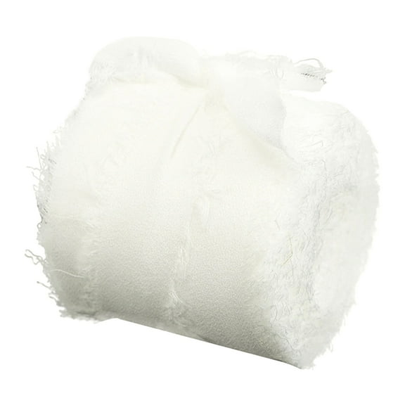 FNGZ 3.8Cm Hand-Torn Raw Edge Gift Decoration Fabric, Yards Giving Handmade Fringe Chiffon Ribbon Like Ribbons Edges Ribbon Rustic for Wedding Invitations Bouquets Wrapping Decorations