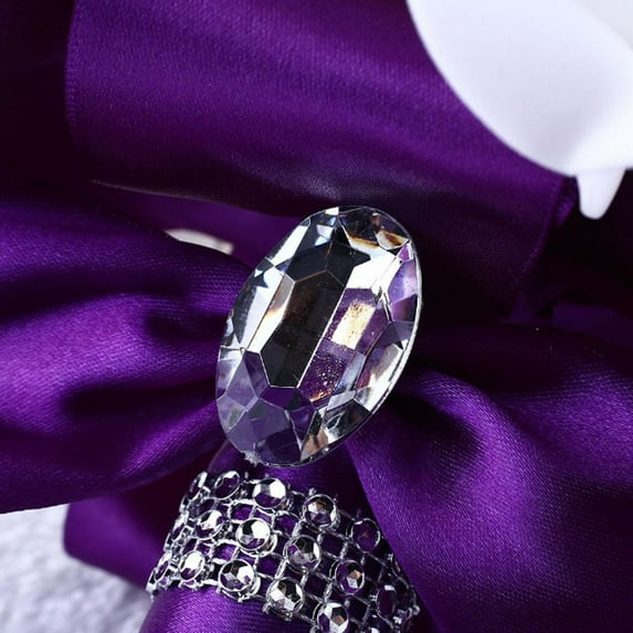 FNGZ Artificial Clearance Promo Crystal Roses Bridesmaid Wedding Bouquet Bridal Artificial Silk Flowers Purple Purple